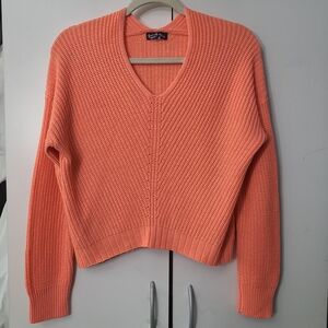 Elegant Coral V-Neck Sweater